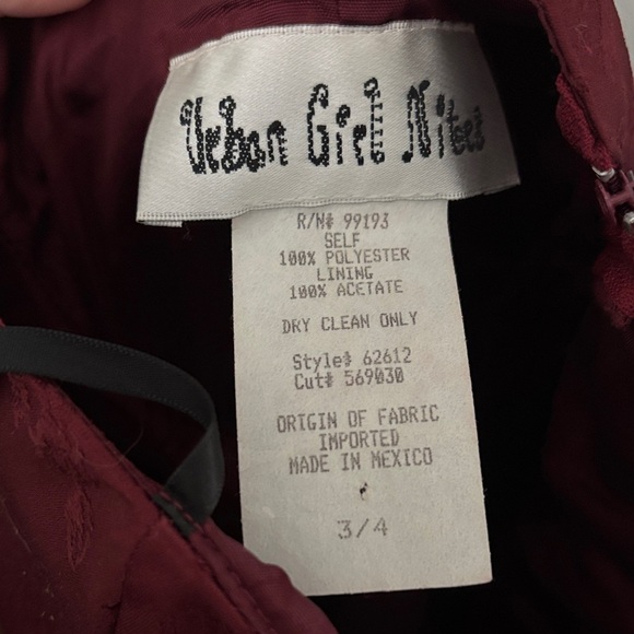 Burgundy Lace Strapless Dress - Picture 3 of 9